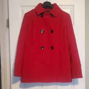Lady Hathaway Red Peacoat – Size S/P – Classic Double Breasted